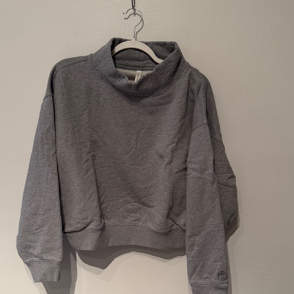 ARITZIA BABATON GRAY MOCKNECK CROPPED SWEATER/SWEATSHIRT SIZE LARGE